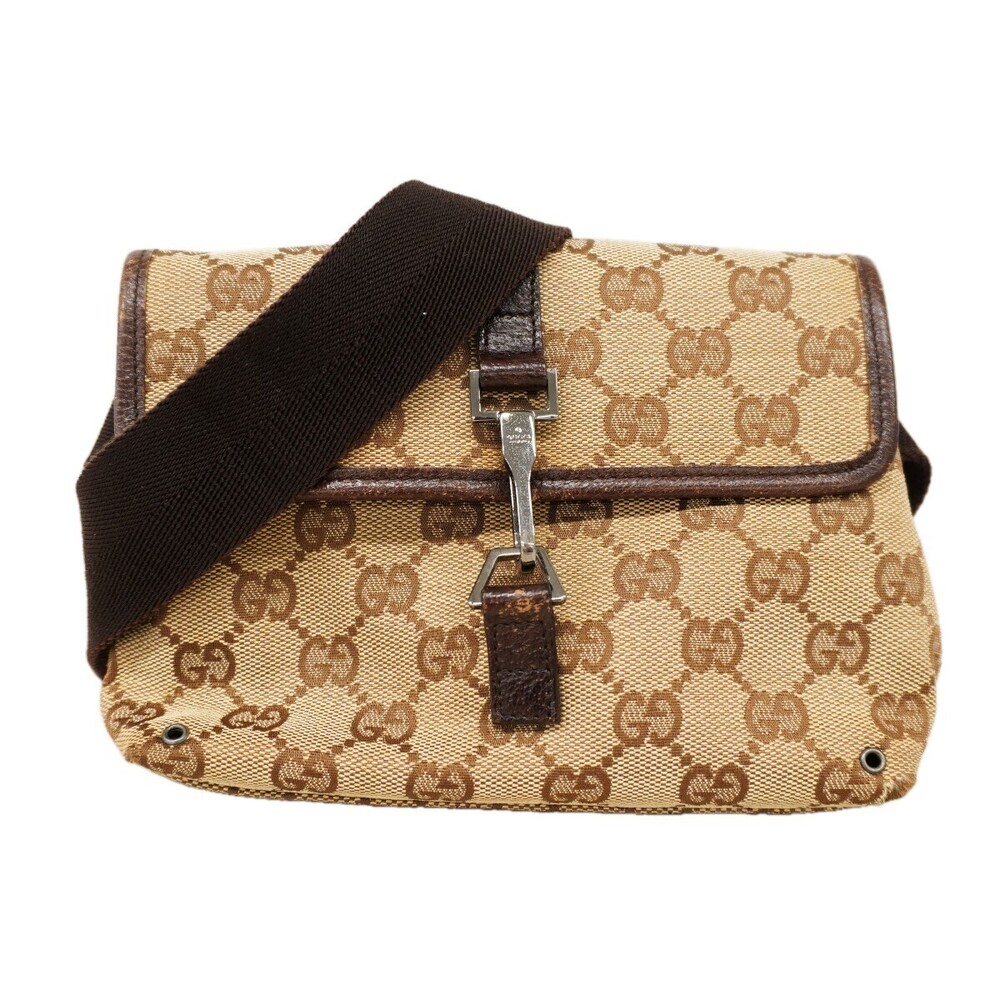 Gucci Waist Bag GG Canvas Brown Silver Hardware